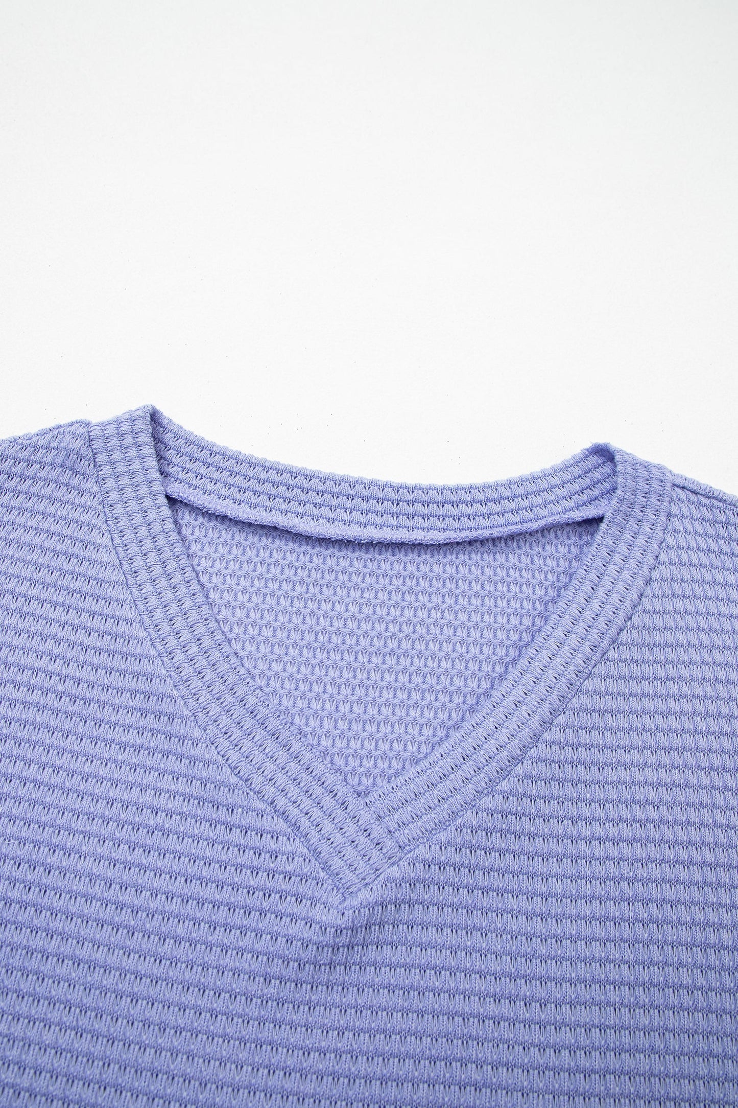 Wisteria Waffle V Neck Short Sleeve Knit Top