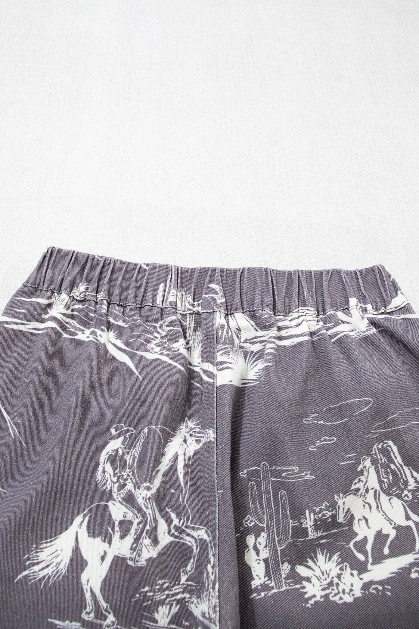 Gray Wild West Riding Vintage Printed Shift Jeans - Loving It Shop