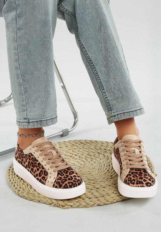 Flippin Studded Leopard Print Chunky Sneakers