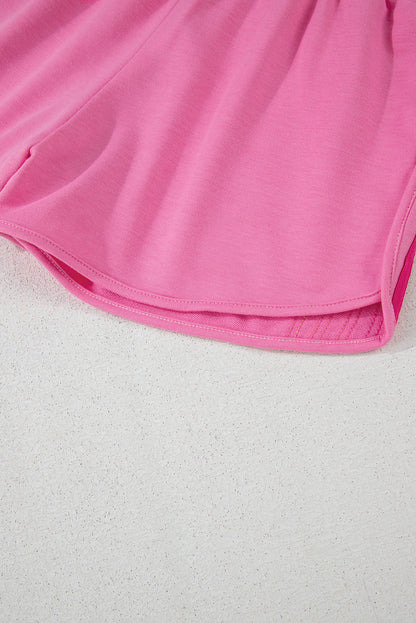 Bonbon Color Block Stripes Elastic High Waist Active Shorts