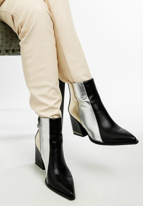 Stemon Three Tone Block Heel Boots