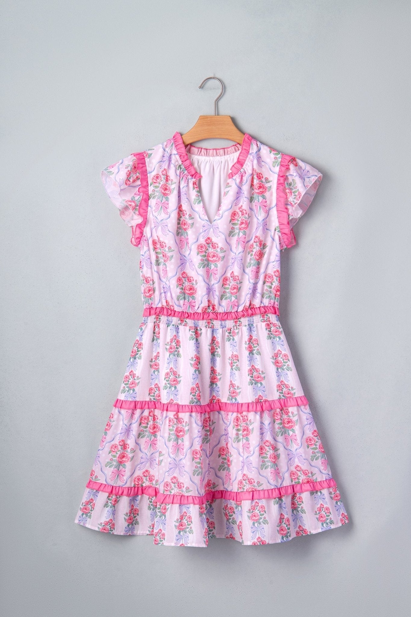 Purple Tiered Ruffles Sleeveless Summer Floral Dress - Loving It Shop