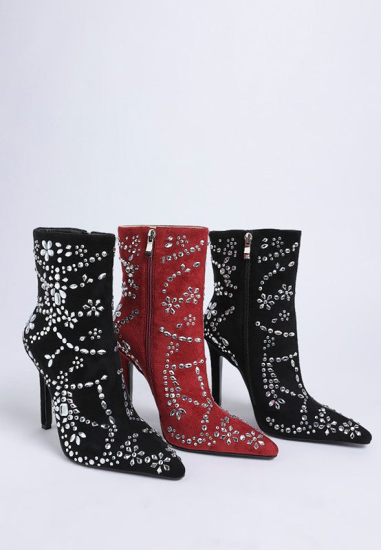 Dunari Diamante Embellished Microfiber Boots