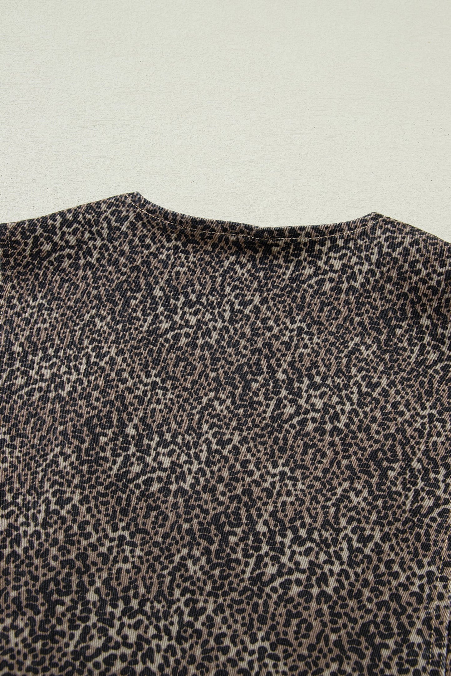 Brown Leopard Print Slim Denim Vest