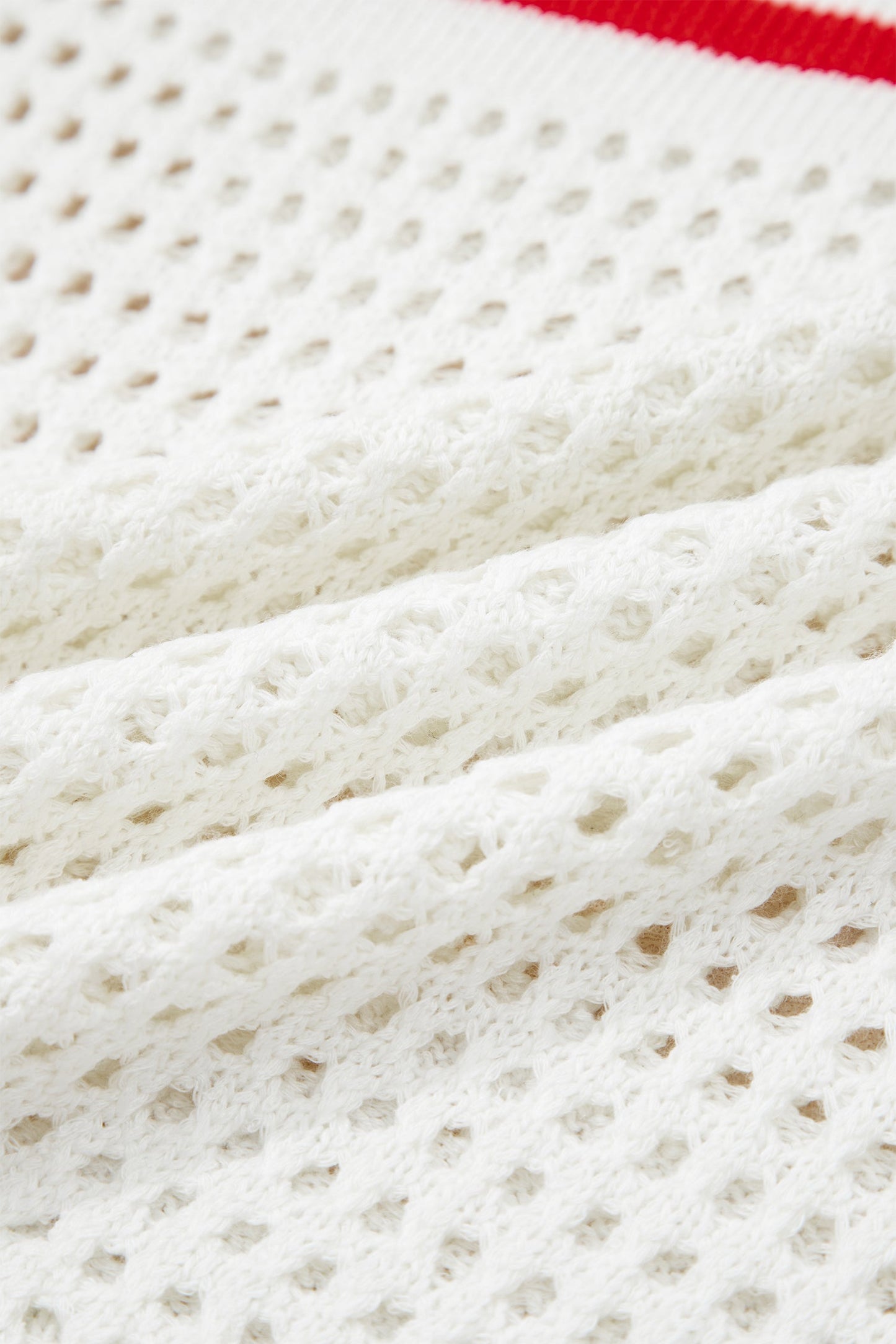 White USA Flag Eyelet Knitted Cap Sleeve Sweater Top