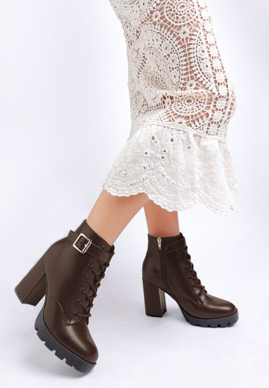 Grahams Faux Leather Lace Up Boots