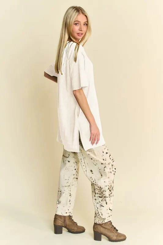 Davi &amp; Dani Short Sleeve Side Slit T-Shirt with Pockets