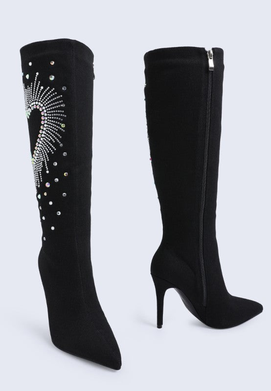 Coastra Rhinestone Embellished Stiletto Boots
