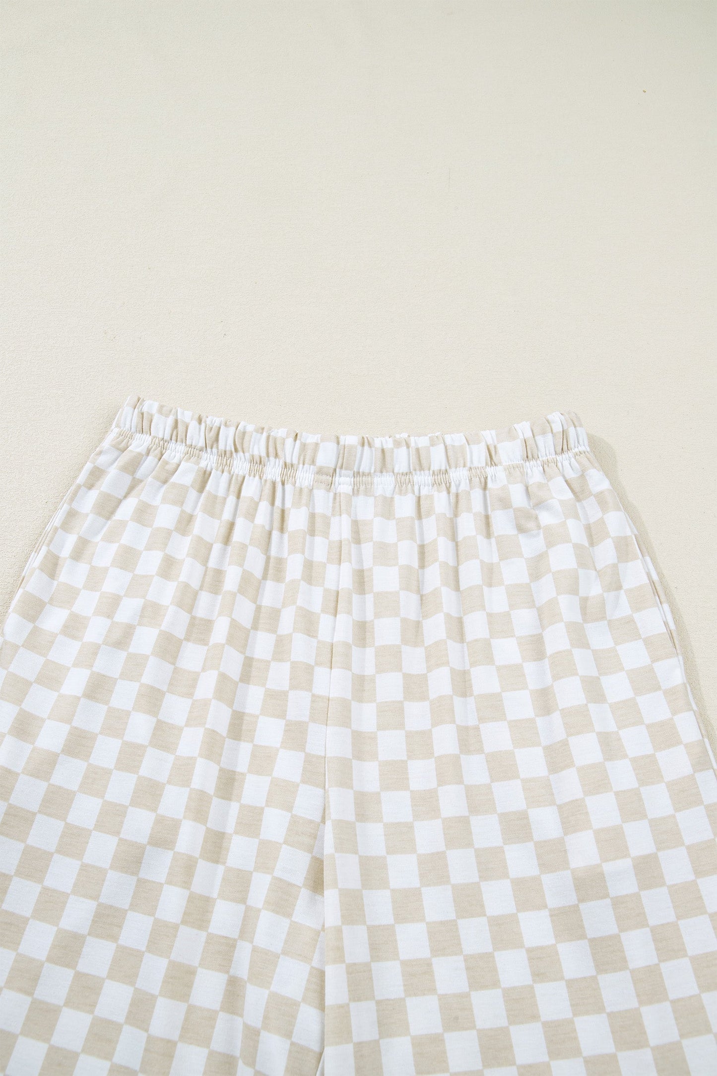 Khaki Checkered Print Half Sleeve Tee 2pcs Lounge Pant Set