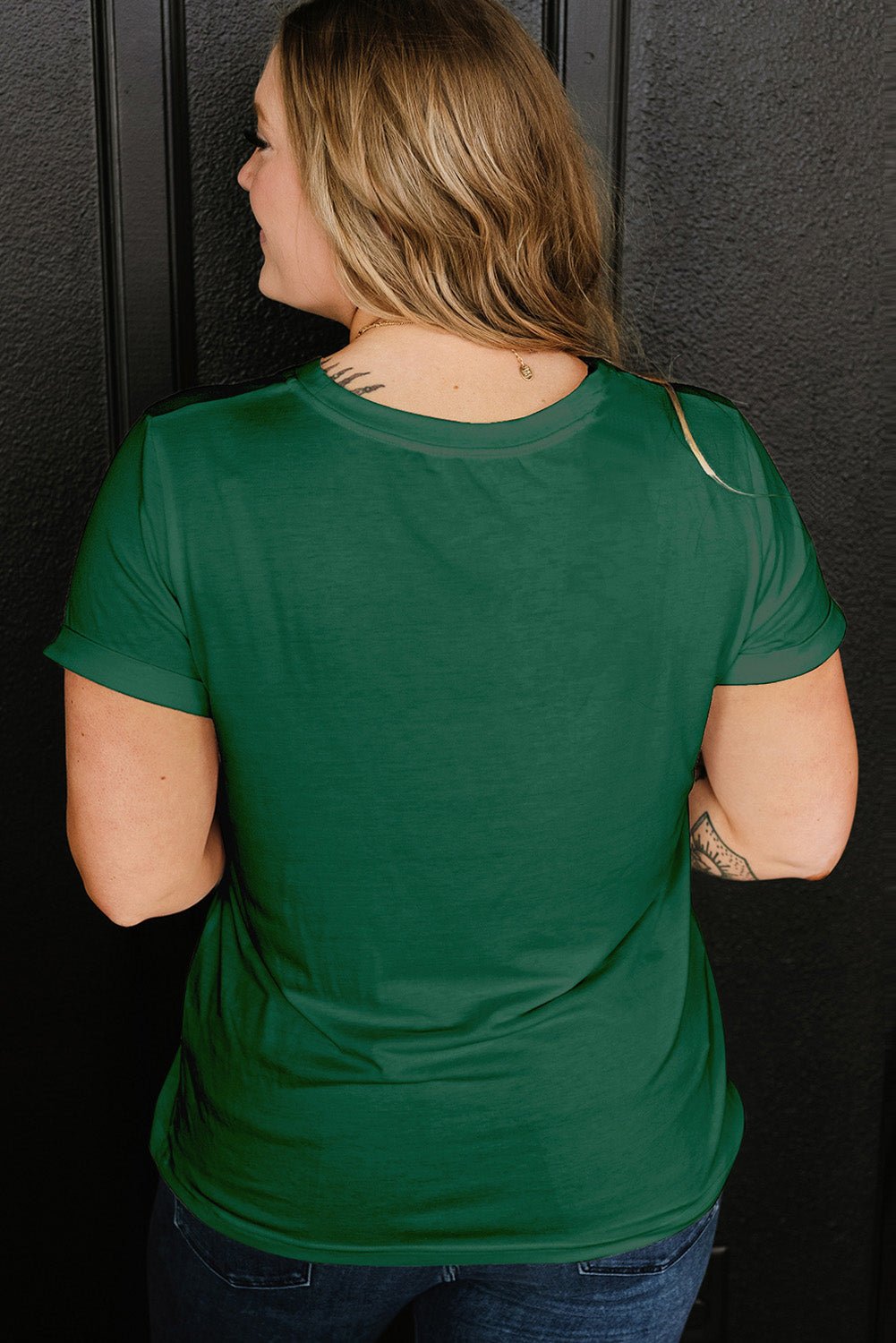 Dark Green Faux Patchwork Mallard Duck Plus Size Graphic Tee - Loving It Shop