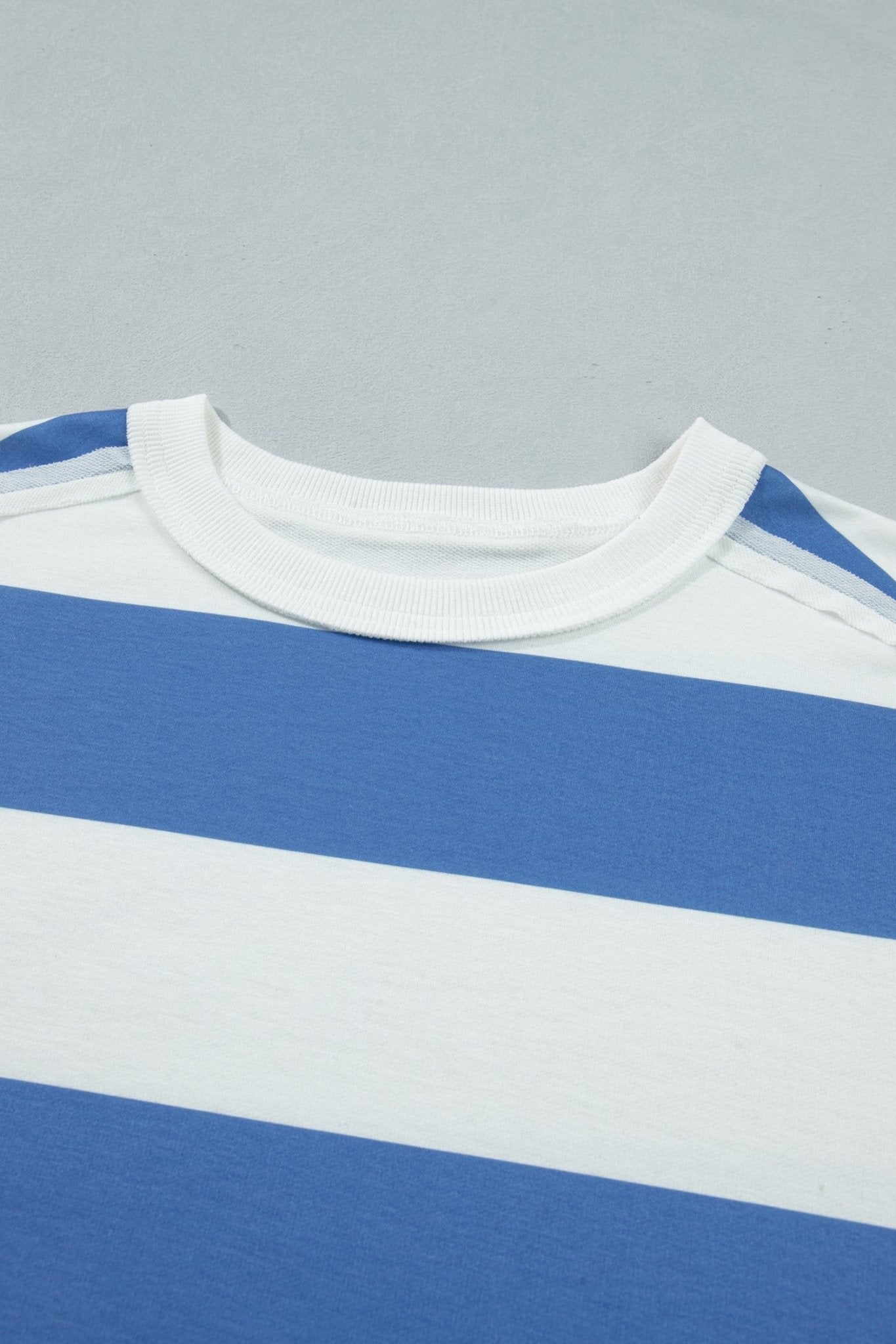 Blue Stripe Raw Seam Shoulder Detail Casual Tee Dress - Loving It Shop