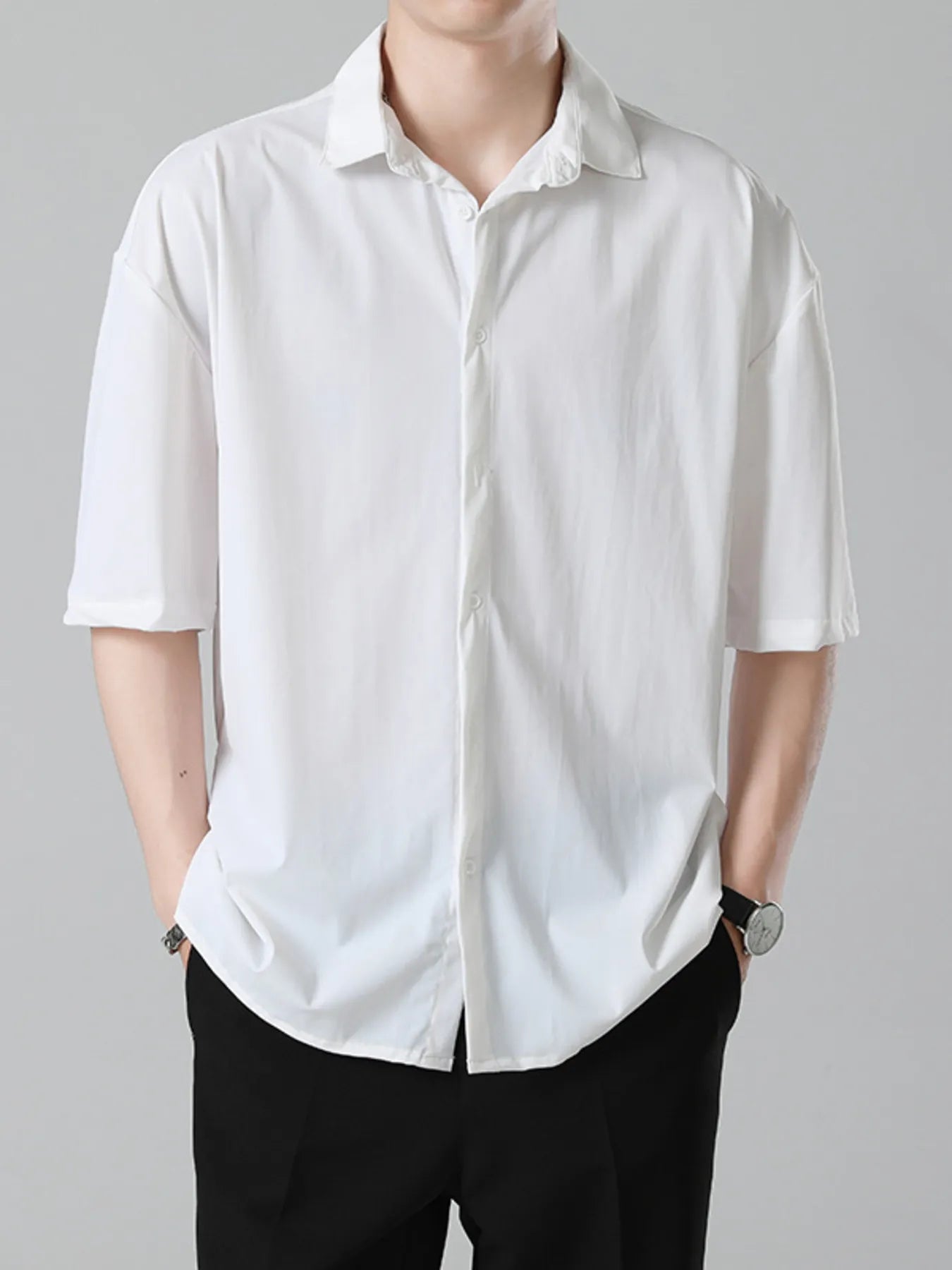 Men's Full Size Button Up Short Sleeve Shirt Plus Size - Loving It Shop