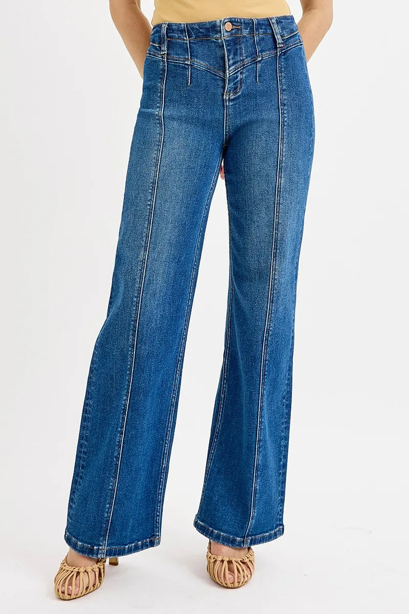 Seam Detail Wide Leg Jeans