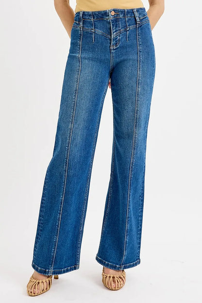 Seam Detail Wide Leg Jeans