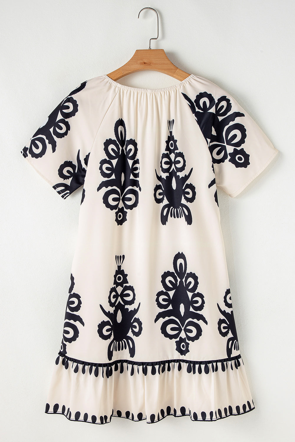 Print Ruffled Short Sleeve Loose Dress