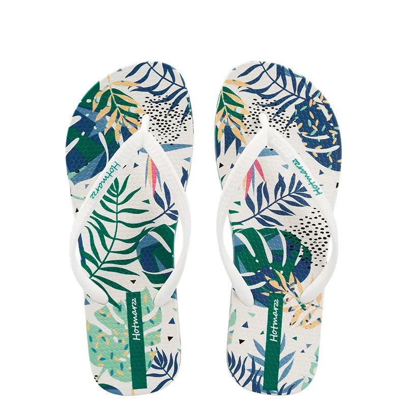 Tropical Leaf Print Summer Slippers - Loving It Shop