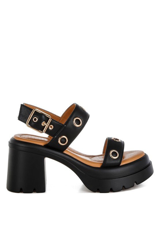 Urla Eyelet Detail Platform Heel Sandals - Loving It Shop