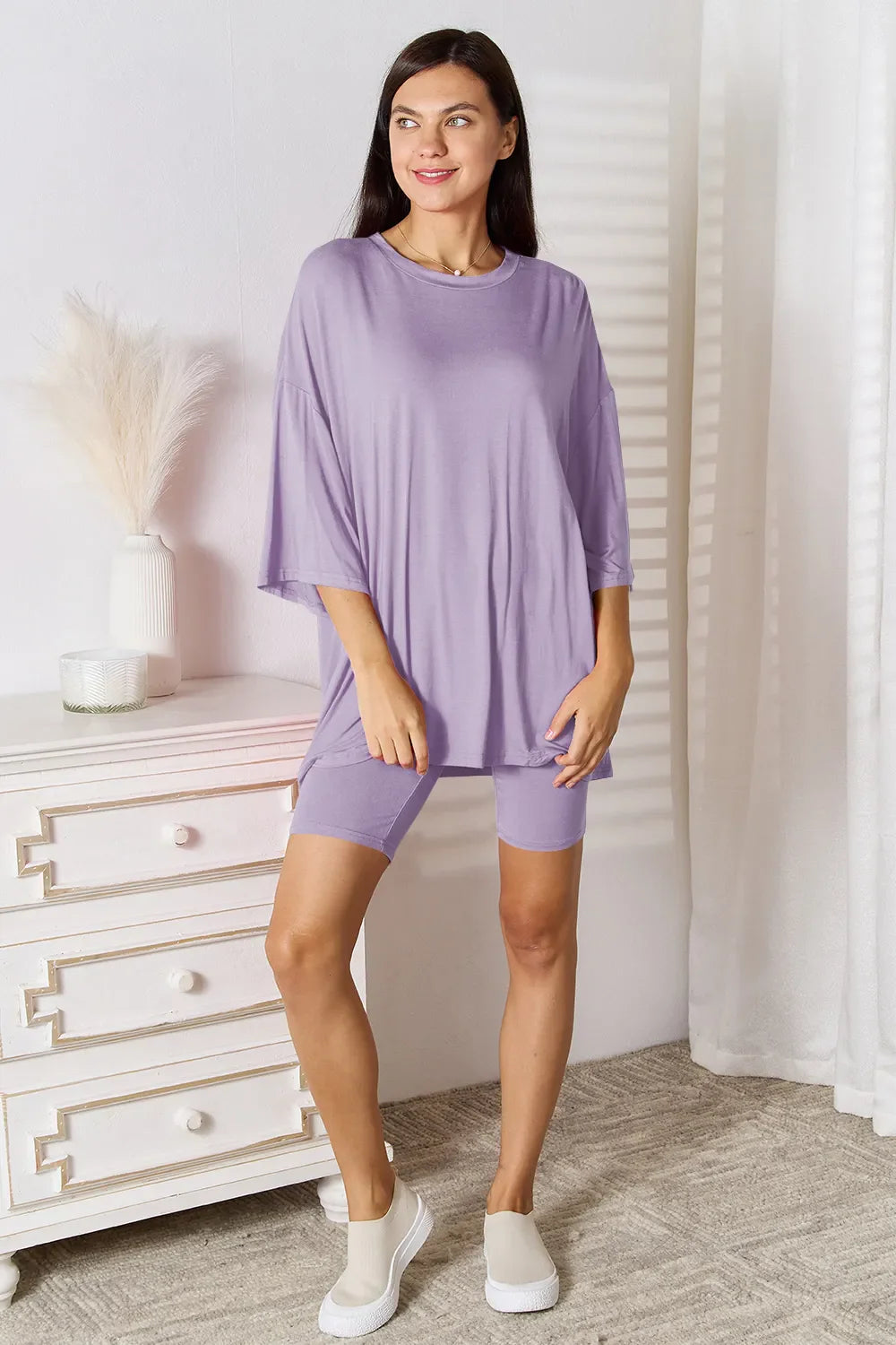 I am a Fashion Junky Full Size Soft Rayon Three-Quarter Sleeve Top and Shorts Set