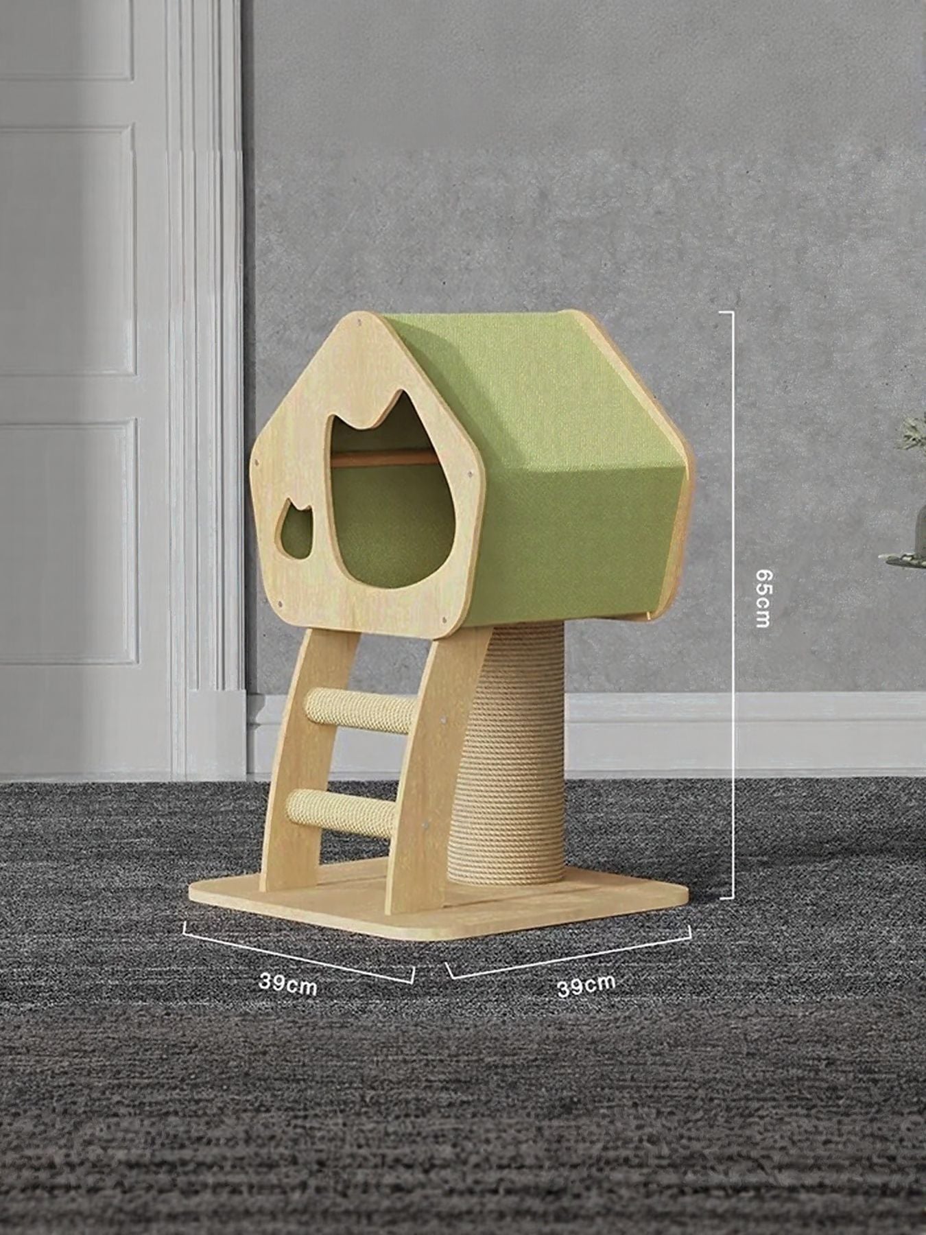 Modern Wooden Cat Condo with Scratching Post - Loving It Shop