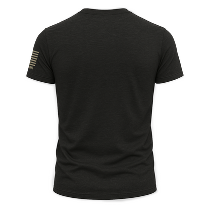 Back view of the Bourbon &amp; Backstraps Tee in black showcasing its comfortable design and stylish details.