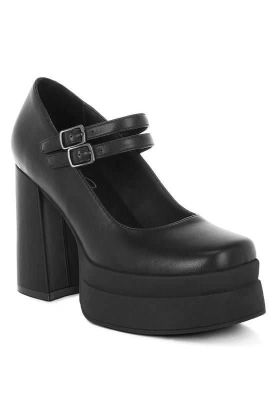 Kenny Chunky Dual Buckle Strap Heels