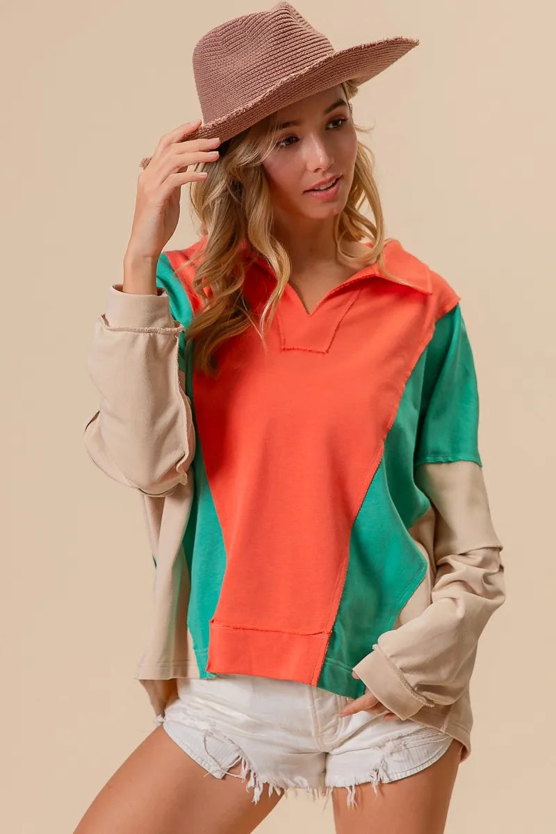 Colorblock Exposed Seam French Terry Sweatshirt