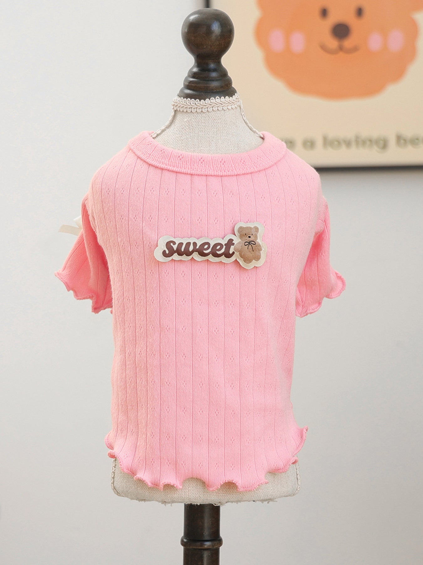 Sweet Bear Patch Ribbed Pet Top - Loving It Shop