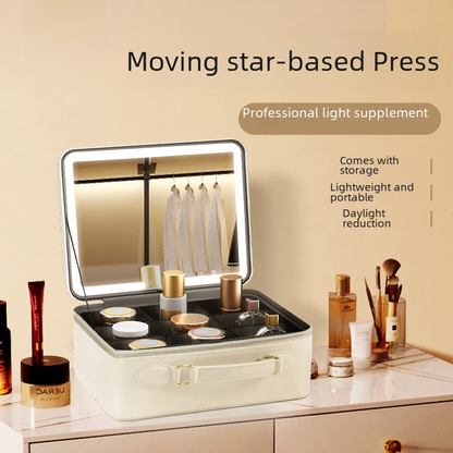Portable LED Makeup Mirror with Storage for Girls
