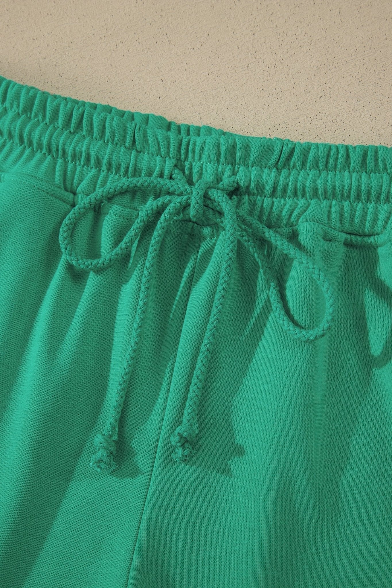 Sea Green Solid Color Loose Tee Drawstring Shorts 2pcs Outfit - Loving It Shop