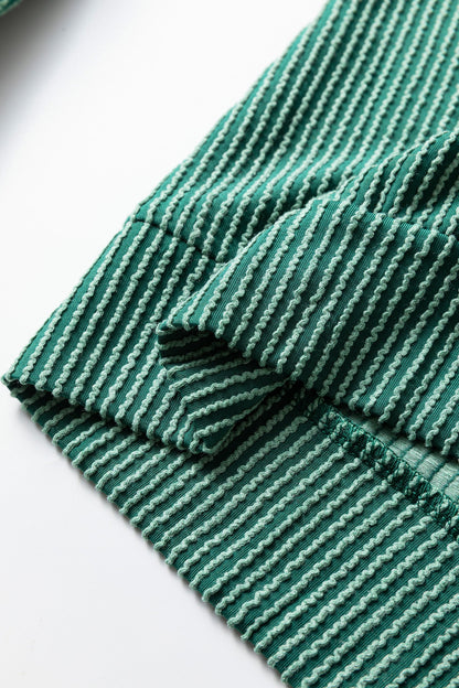 Dark Green MERRY Corded Long Sleeve Top and Pockets Pants Set