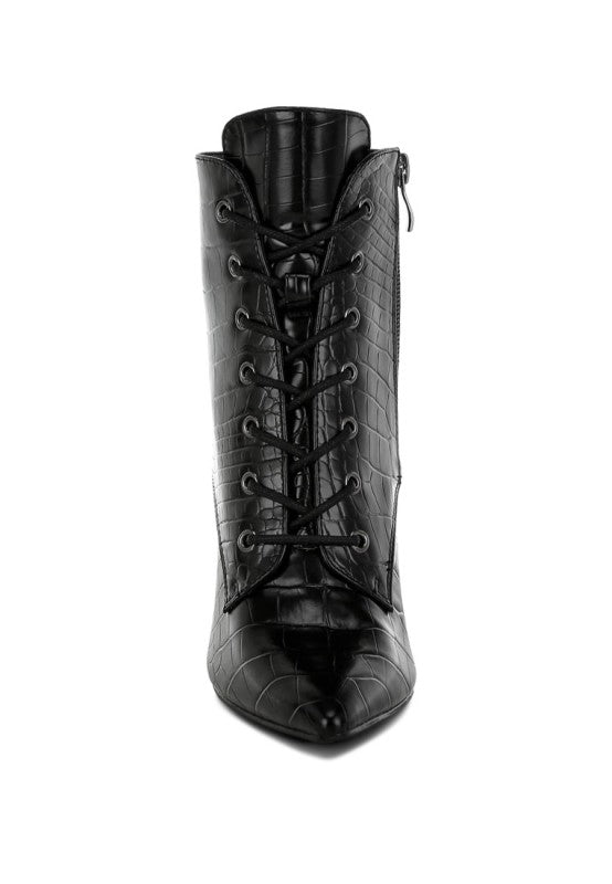 Mesta Croco Textured Stiletto Boots