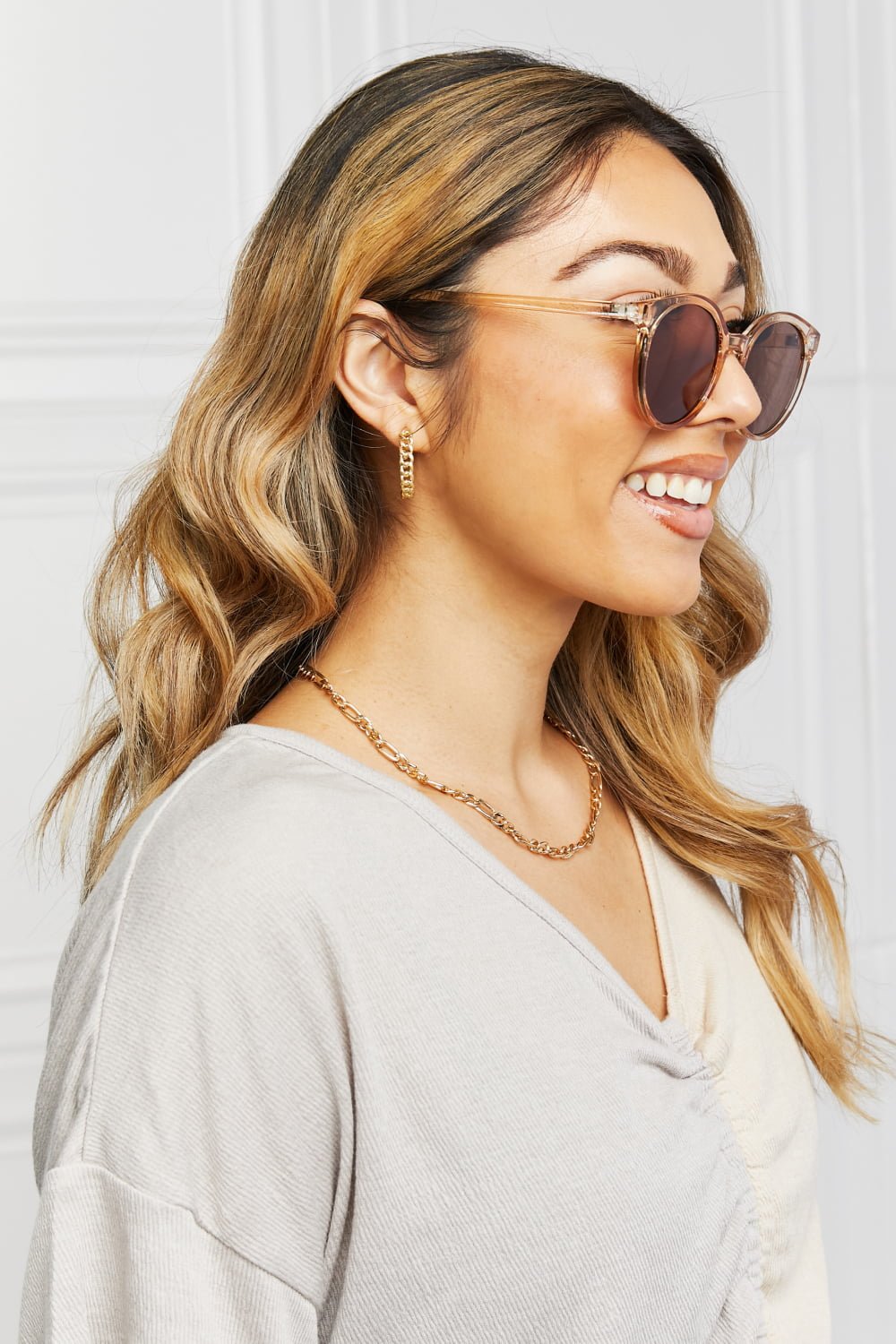 Round Full Rim Polycarbonate Frame Sunglasses - Loving It Shop
