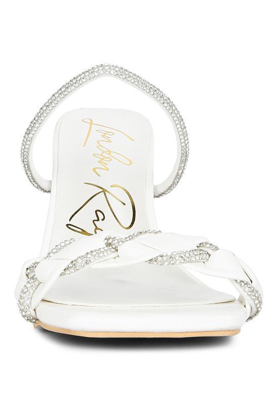 Big Plan Diamante Detail Mid Heel Sandals - Loving It Shop