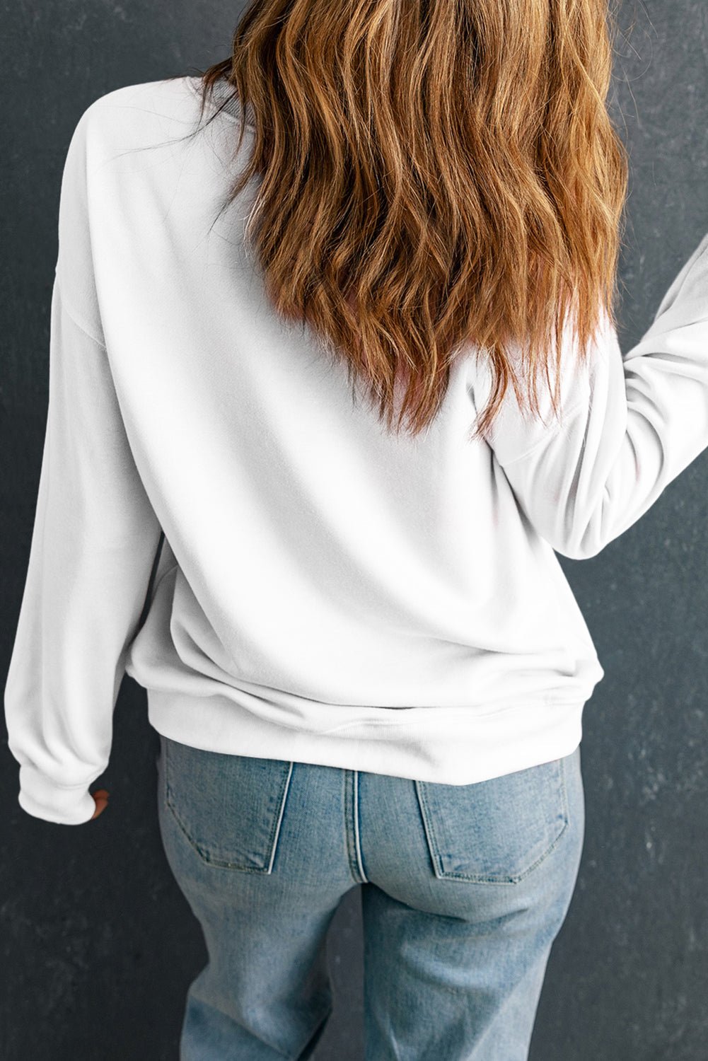 White Easter Eggs Plaid Bow Graphic Drop Shoulder Sweatshirt - Loving It Shop