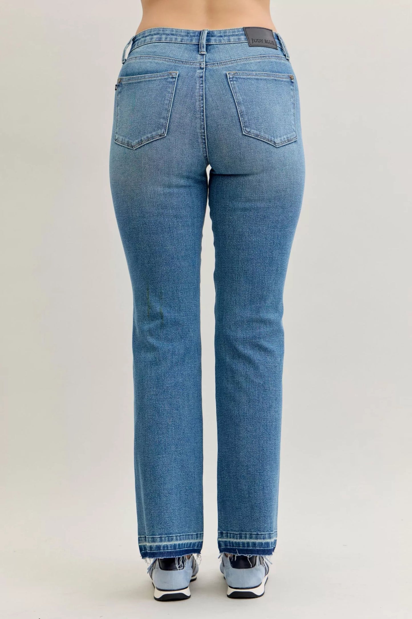 Full Size Mid Rise Slim Bootcut Tummy Control Release Hem Jeans Plus Size