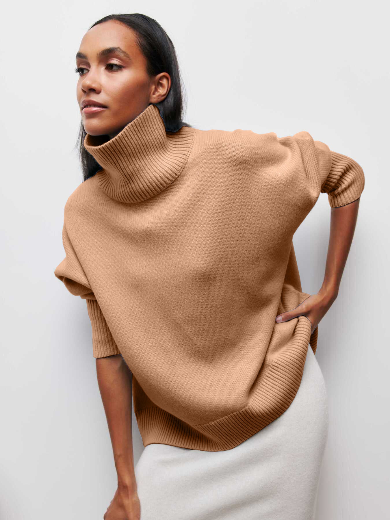 Winter Turtleneck Sweater Ins Solid Color Long Sleeve Pullover Top Women&