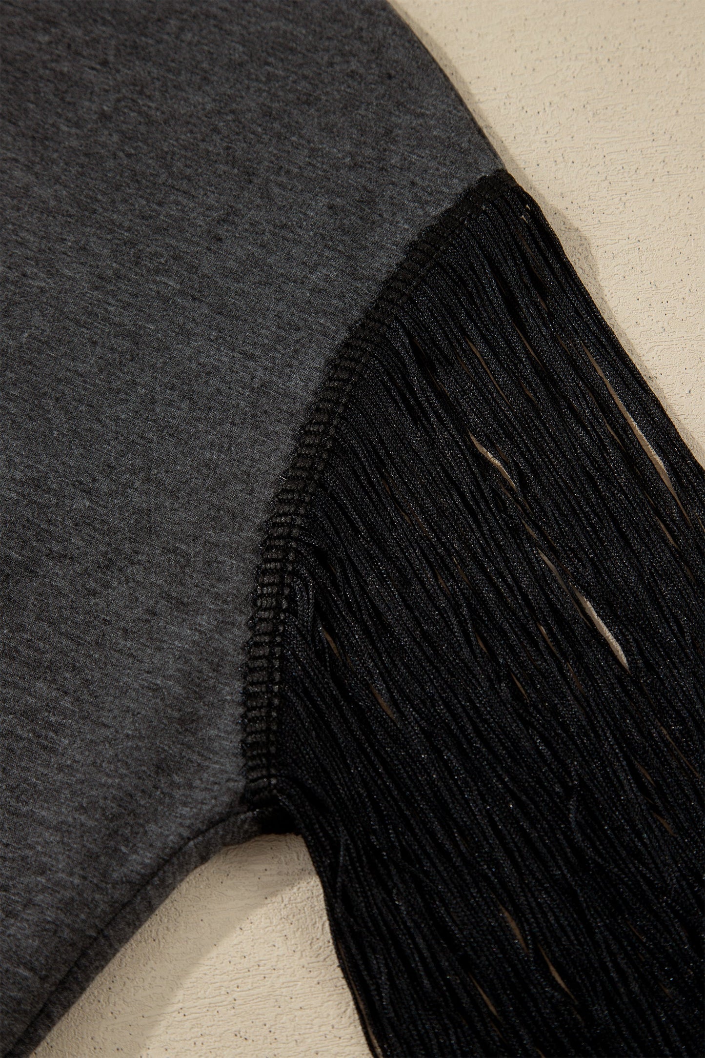 Carbon Grey YEE HAW Boots STATE OF MIND Fringed Sleeve Tee