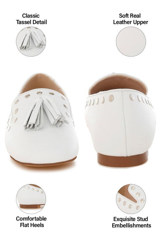 Philoha Studs & Tassels Detail Flat Loafers