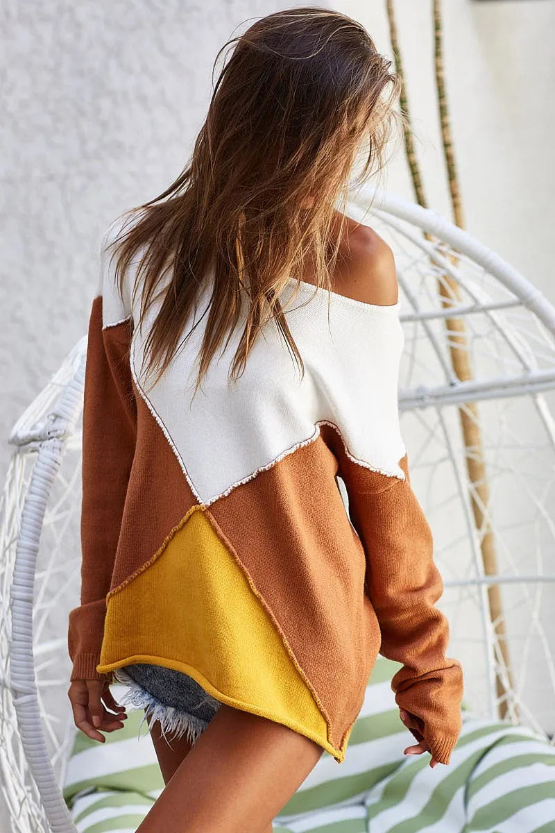 Color Block Geometric Sweater