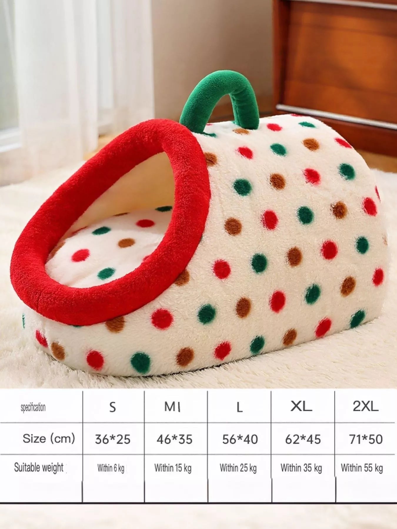 Cozy Polka Dot Pet Nest with Handle - Loving It Shop