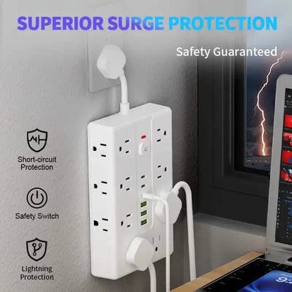 22-in-1 Multi-Functional Power Strip – 16 Sockets, 3 USB-A &amp; 3 USB-C