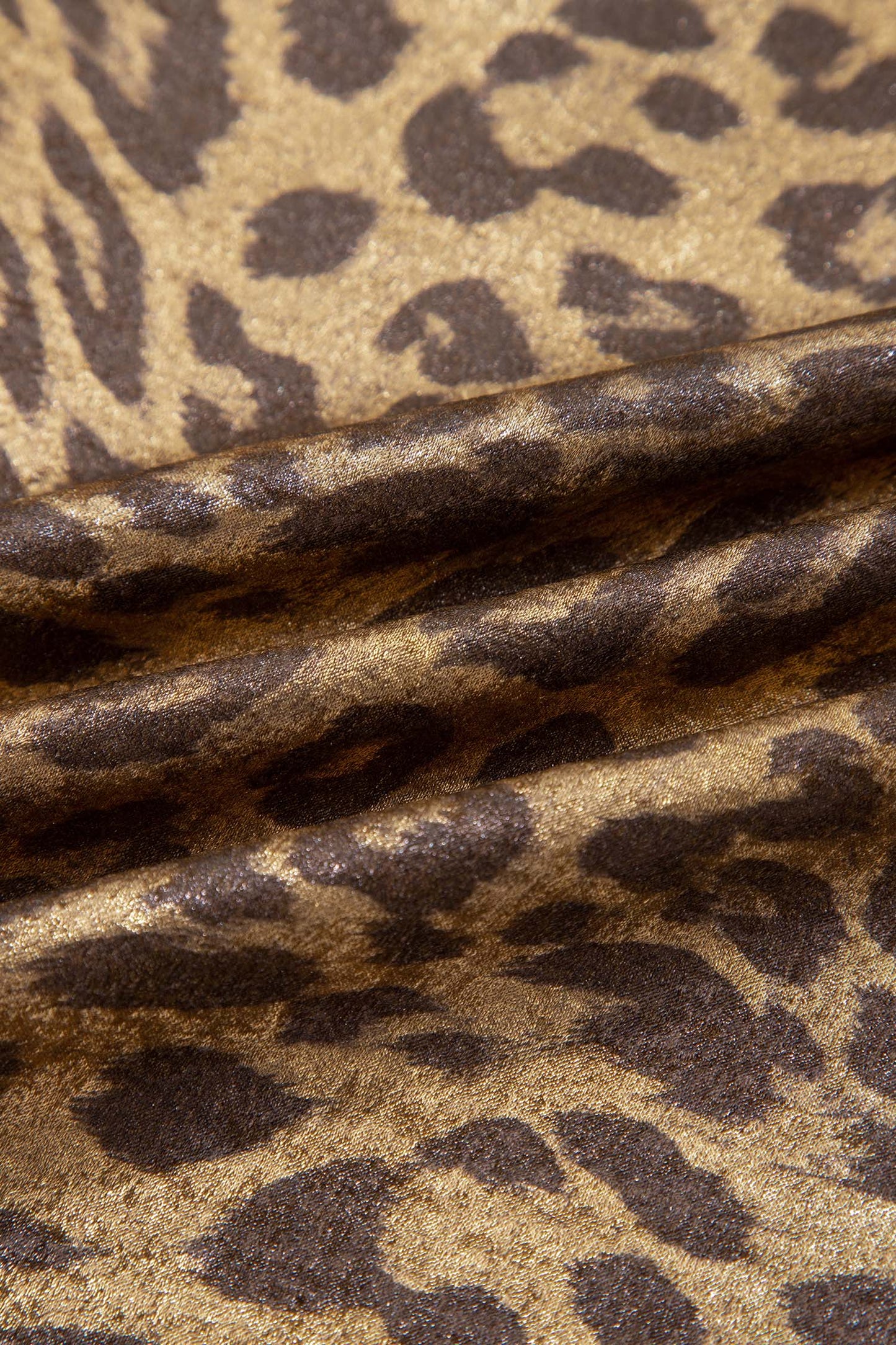 Gold Half Sleeve Metallic Leopard Print Blouse