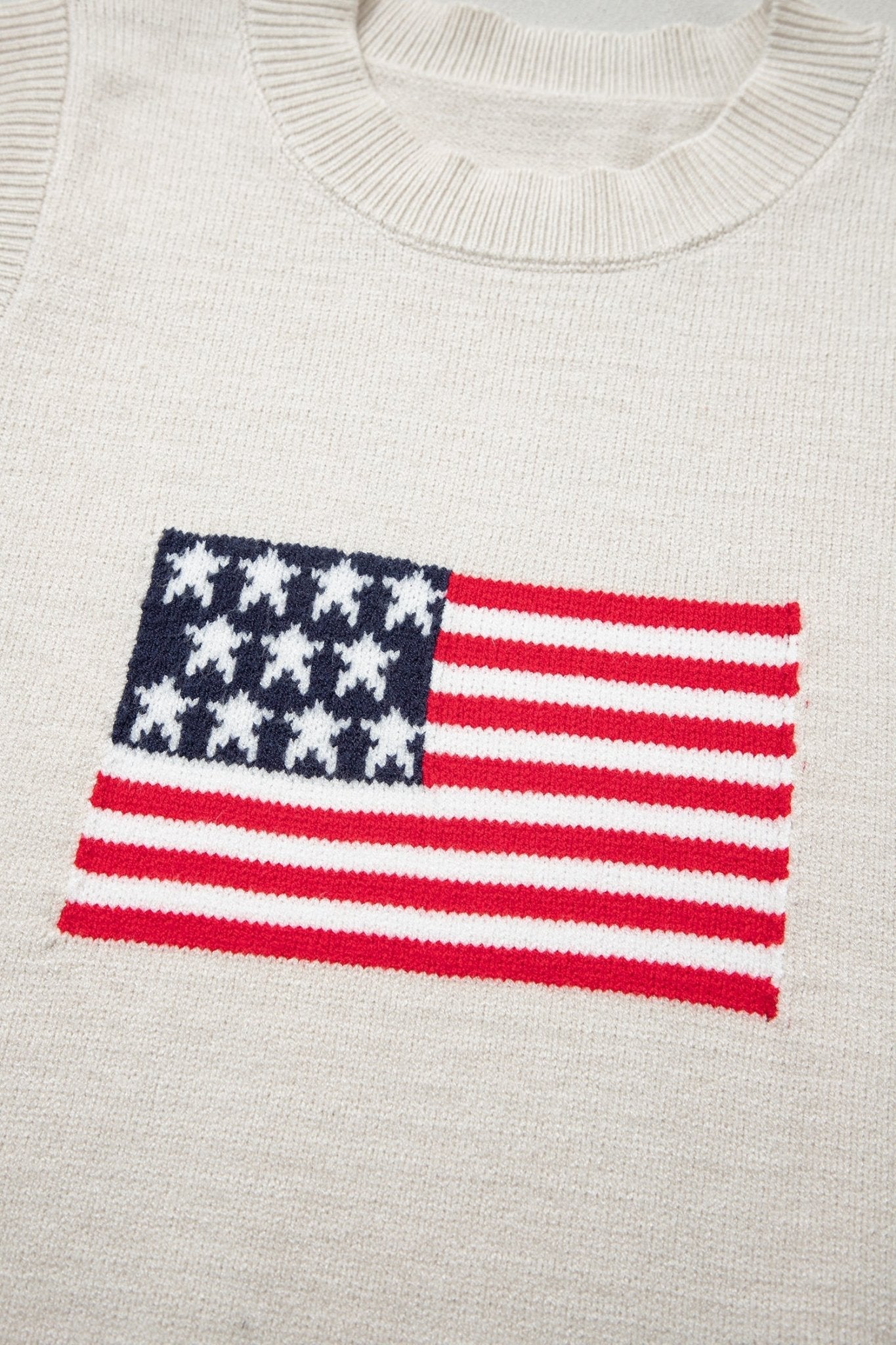 Parchment American Flag Sleeveless Sweater - Loving It Shop