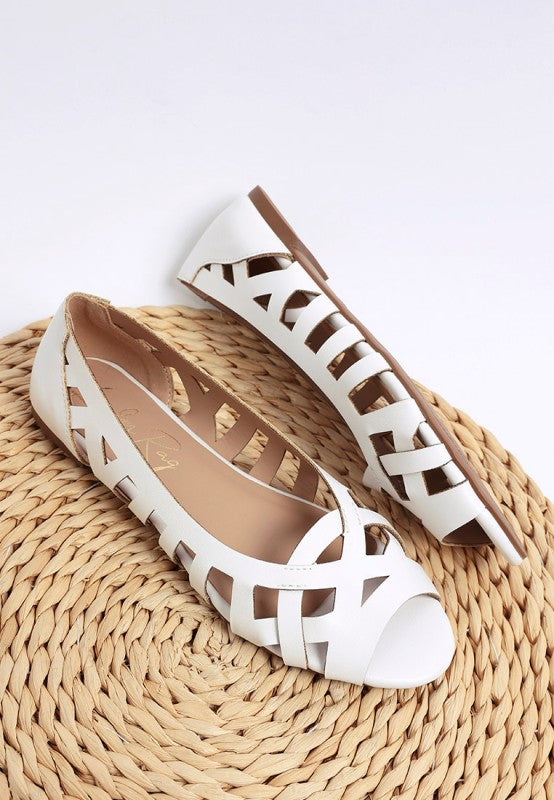 Moira Woven Peep Toe Flats