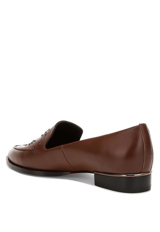 Gabassi Studded Genuine Leather Loafers - Loving It Shop