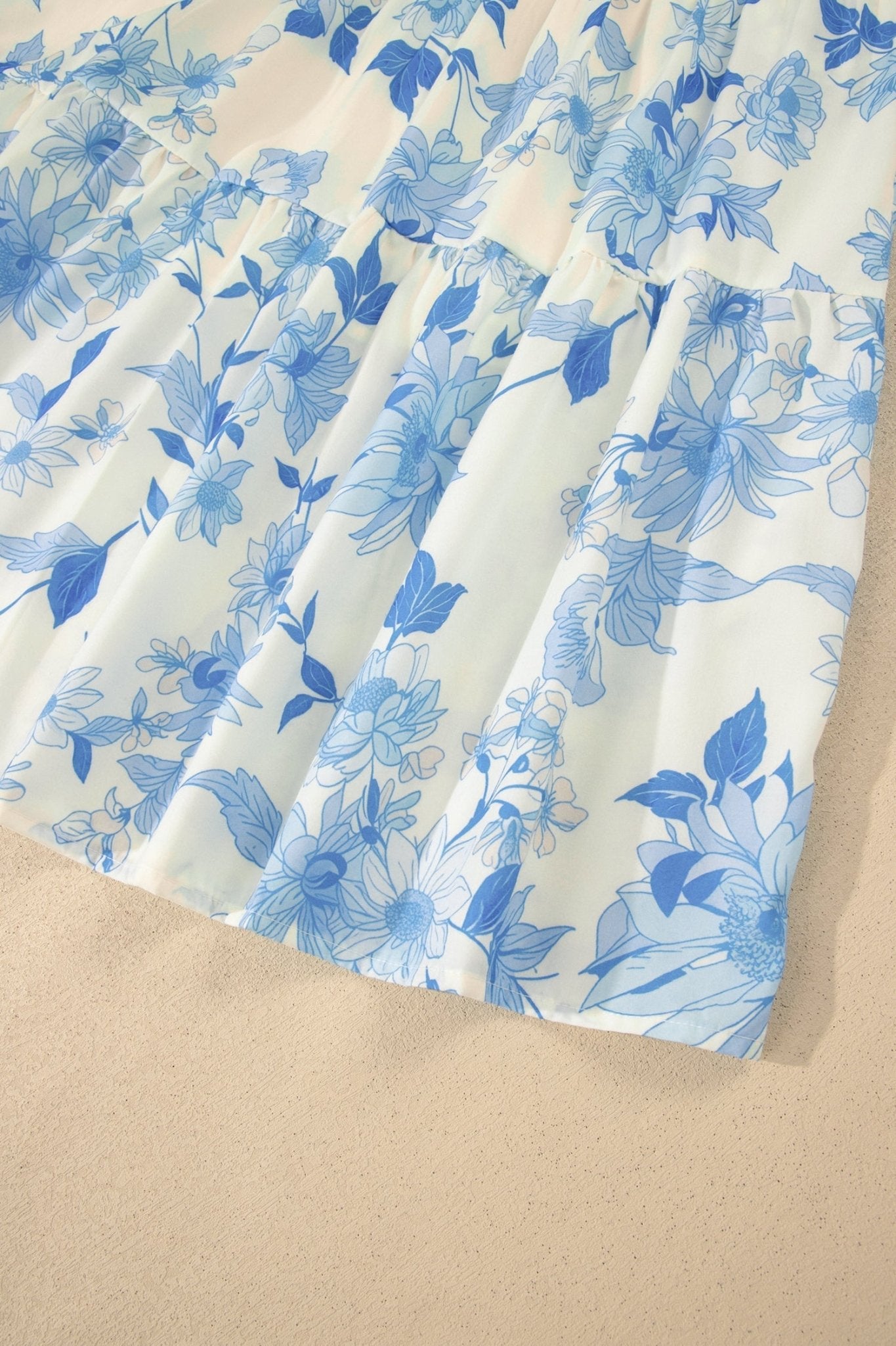 Sky Blue Ruffled Straps Smocked High Waist Floral Maxi Dress - Loving It Shop
