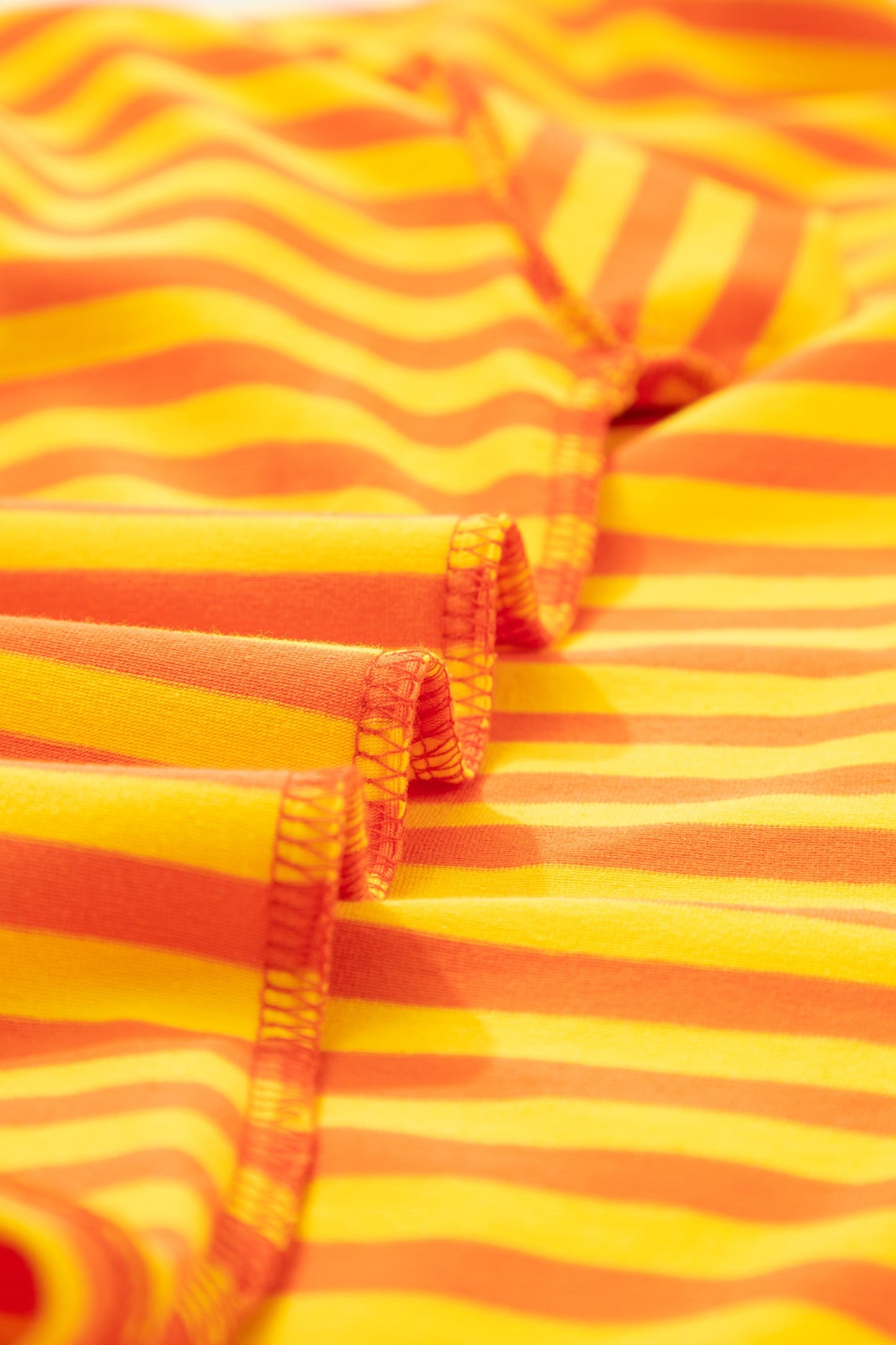 Orange Stripe Contrast Crew Neck Drop Shoulder Loose Tee