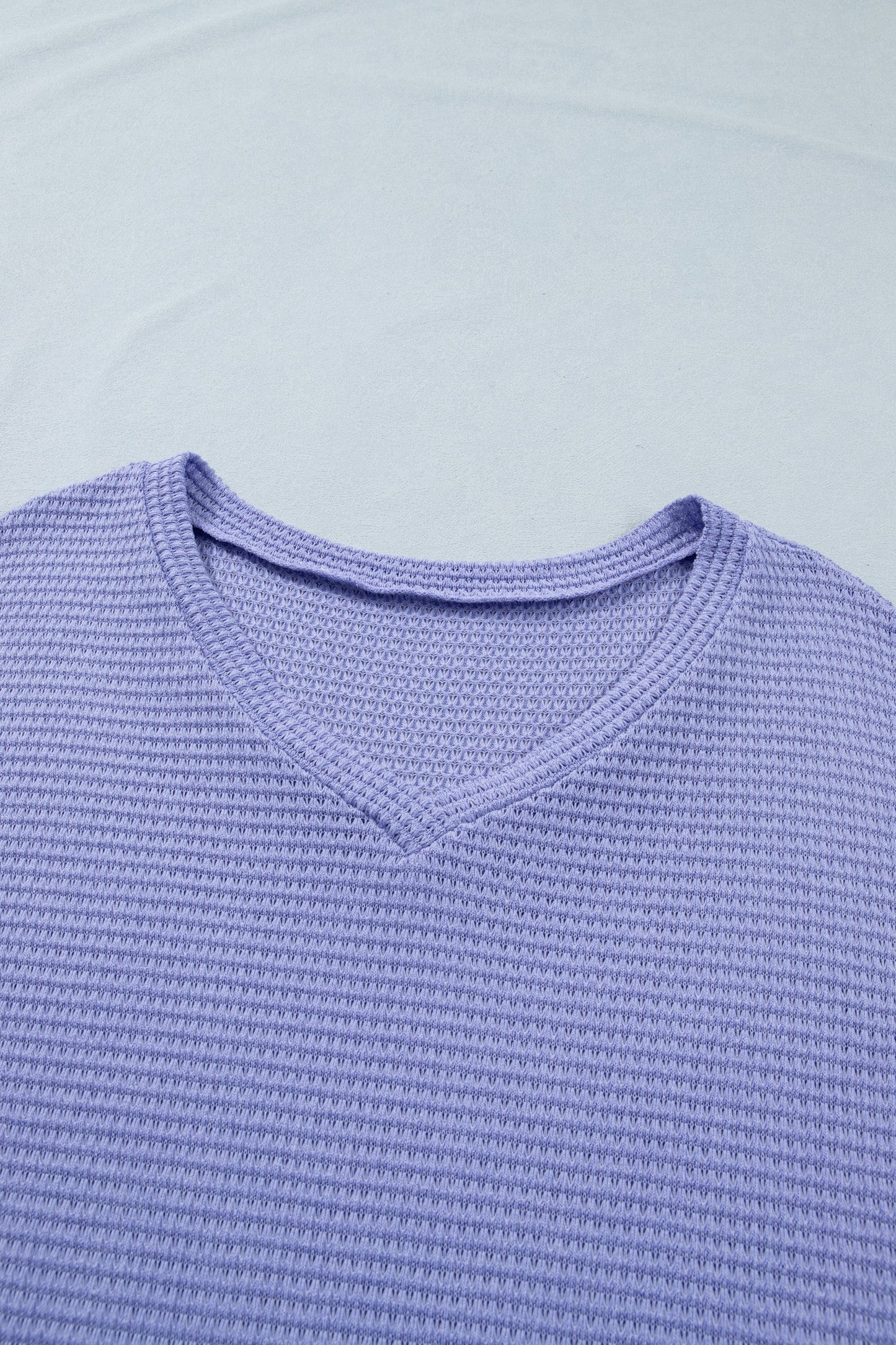 Wisteria V Neck Short Sleeve Plus Size Waffle Knit Top