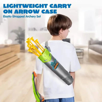 LED Bow &amp; Arrow Toy Set for Kids Light-Up Archery Play Kit with Suction Cup Arrows (Blue/Green)