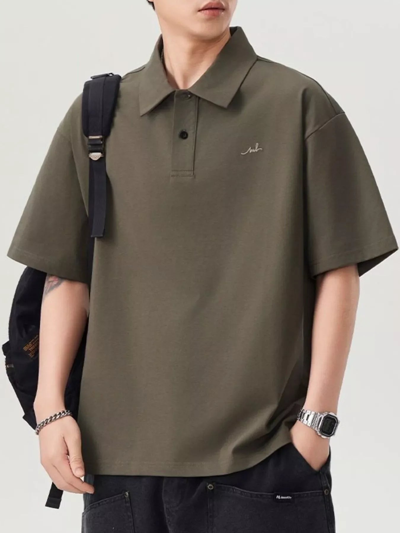 Men's Plus Size Button Detail Short Sleeve Polo